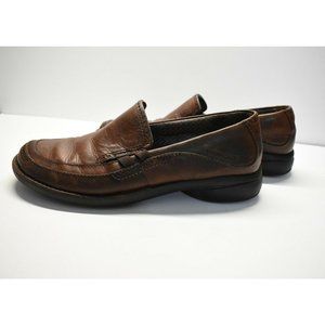 Merrell Tetra Wave Brown Leather Flat Slide Mules